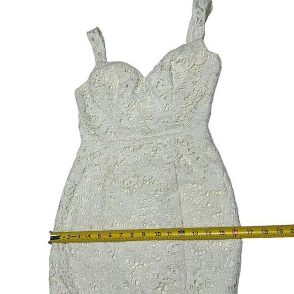 Chi Chi London White Floral Lace Sleeveless Midi Dress Sheath Dress Ruffle Hem - Picture 12 of 14